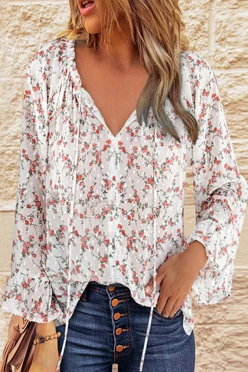 Levency Floral Print Flares Sleeve Blouse 7 Levency Floral Print Flares Sleeve Blouse