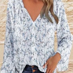 Levency Floral Print Flares Sleeve Blouse 13 Levency Floral Print Flares Sleeve Blouse