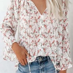 Levency Floral Print Flares Sleeve Blouse 12 Levency Floral Print Flares Sleeve Blouse