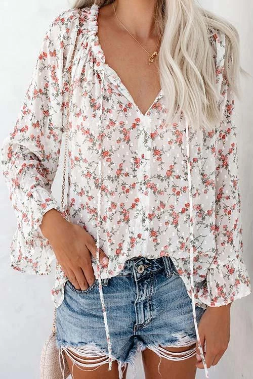 Levency Floral Print Flares Sleeve Blouse 4 Levency Floral Print Flares Sleeve Blouse