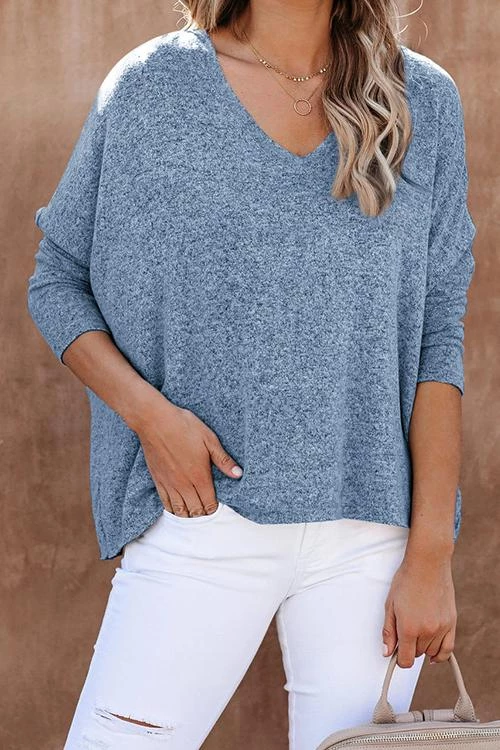 Levency New In Solid V Neck Bat Sleeve Top 3 Levency New In Solid V Neck Bat Sleeve Top