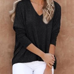 Levency New In Solid V Neck Bat Sleeve Top 20 Levency New In Solid V Neck Bat Sleeve Top