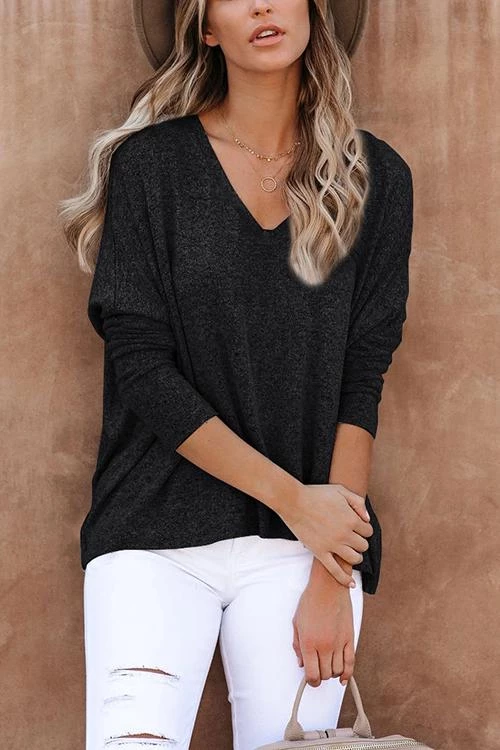 Levency New In Solid V Neck Bat Sleeve Top 7 Levency New In Solid V Neck Bat Sleeve Top