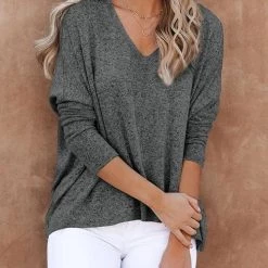 Levency New In Solid V Neck Bat Sleeve Top 21 Levency New In Solid V Neck Bat Sleeve Top