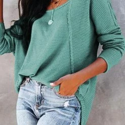 Levency New In Textured Cuffed Button Waffle Tunic 13 Levency New In Textured Cuffed Button Waffle Tunic