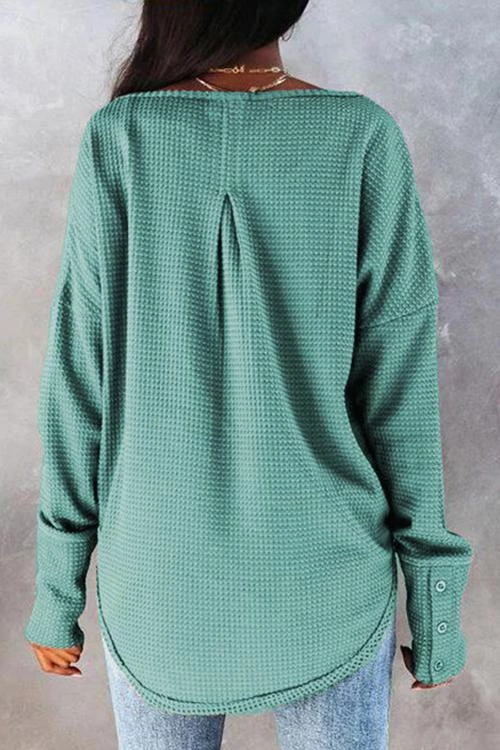 Levency New In Textured Cuffed Button Waffle Tunic 5 Levency New In Textured Cuffed Button Waffle Tunic