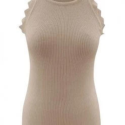 Levency Scalloped Ribbed Knit Tank Top New In