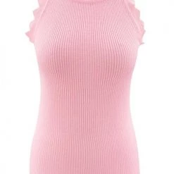 Levency Scalloped Ribbed Knit Tank Top New In