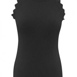 Levency Scalloped Ribbed Knit Tank Top New In