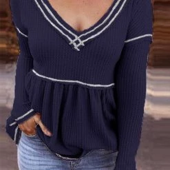 Levency New In Colorblock Long Sleeve Ruched Top