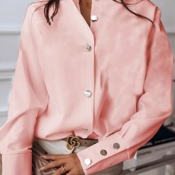 Levency Shirt Collar Long Sleeve Blouse
