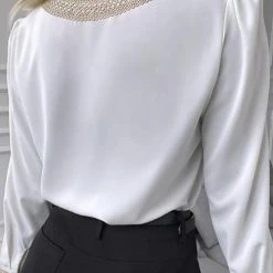 Levency Lace Stitching V Neck Shirt