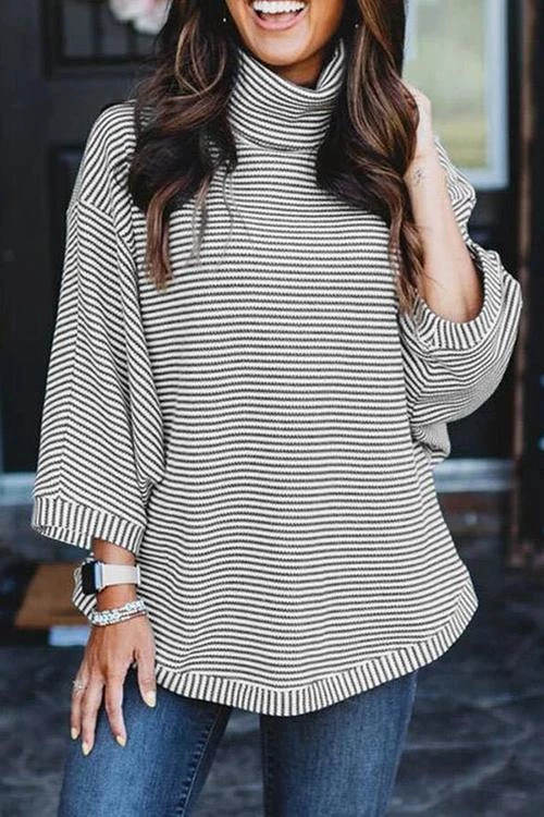 Levency Stripe Dolman High Collat Sweatershirt New In 4 Levency Stripe Dolman High Collat Sweatershirt New In