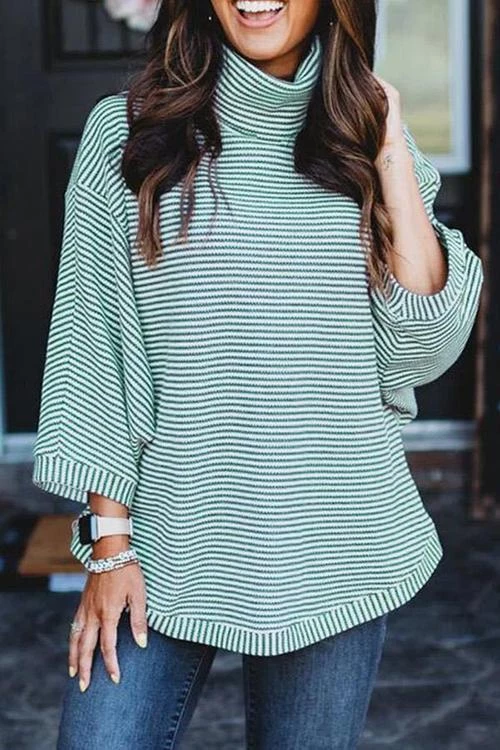 Levency Stripe Dolman High Collat Sweatershirt New In 2 Levency Stripe Dolman High Collat Sweatershirt New In