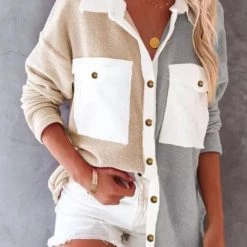 Levency Colorblock Fleece Pockets Button Shirt New In 10 Levency Colorblock Fleece Pockets Button Shirt New In