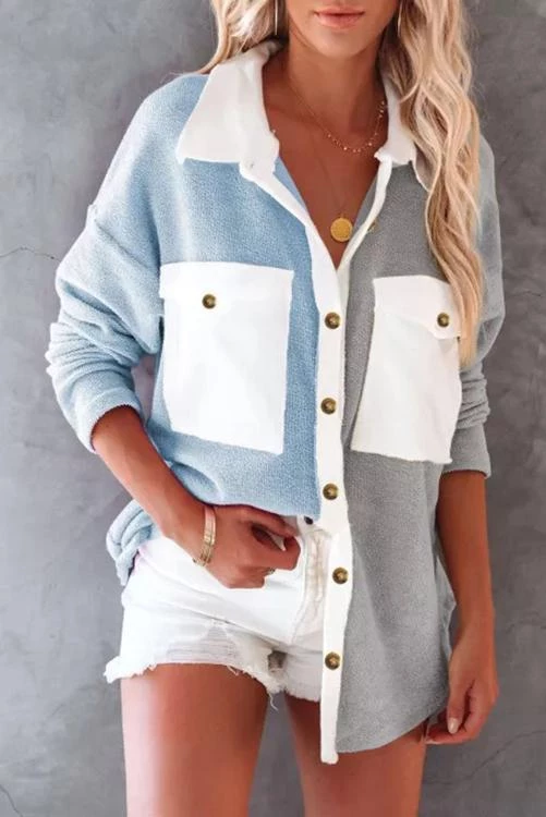 Levency Colorblock Fleece Pockets Button Shirt New In 2 Levency Colorblock Fleece Pockets Button Shirt New In