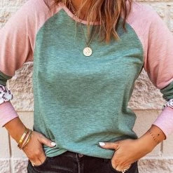 Levency New In Leopard Color Block Long Sleeve Top