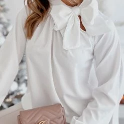 Levency Tie Neck Long Sleeve Blouse New In