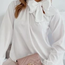 Levency Tie Neck Long Sleeve Blouse New In