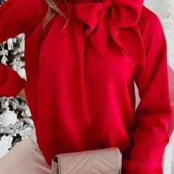 Levency Tie Neck Long Sleeve Blouse New In