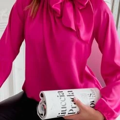 Levency Tie Neck Long Sleeve Blouse New In