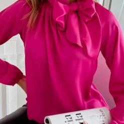 Levency Tie Neck Long Sleeve Blouse New In