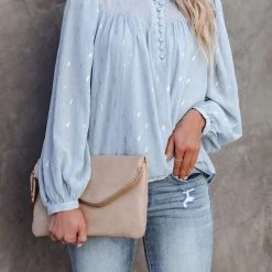 Levency Powder Dot Lurex Button Blouse New In