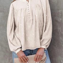 Levency Powder Dot Lurex Button Blouse New In