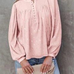 Levency Powder Dot Lurex Button Blouse New In