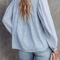 Levency Powder Dot Lurex Button Blouse New In