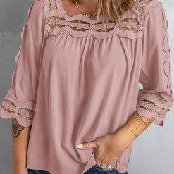 Levency New In Crochet Trim Hollow Blouse