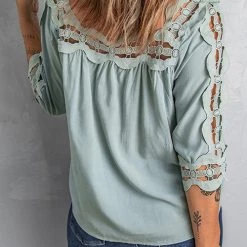 Levency New In Crochet Trim Hollow Blouse