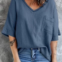 Levency Pockets V Neck Blouse New In