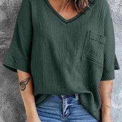 Levency Pockets V Neck Blouse New In