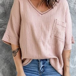 Levency Pockets V Neck Blouse New In