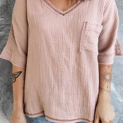 Levency Pockets V Neck Blouse New In