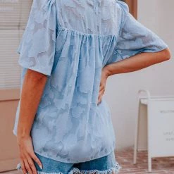 Levency Foral Textured Babydoll Blouse New In