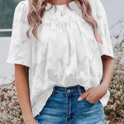 Levency Foral Textured Babydoll Blouse New In