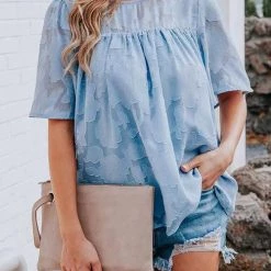 Levency Foral Textured Babydoll Blouse New In