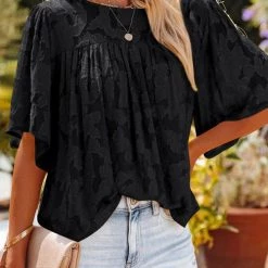 Levency Foral Textured Babydoll Blouse New In