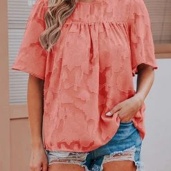 Levency Foral Textured Babydoll Blouse New In