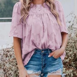 Levency Foral Textured Babydoll Blouse New In