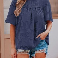 Levency Foral Textured Babydoll Blouse New In