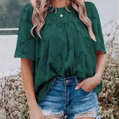 Levency Foral Textured Babydoll Blouse New In