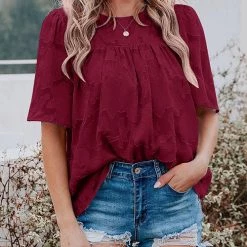 Levency Foral Textured Babydoll Blouse New In