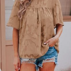 Levency Foral Textured Babydoll Blouse New In