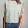 Levency New In Lace Embroidered Short Sleeve Top