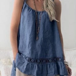 Levency New In Lace Stitching Slip Top