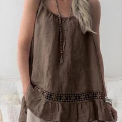 Levency New In Lace Stitching Slip Top