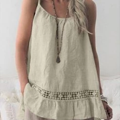 Levency New In Lace Stitching Slip Top